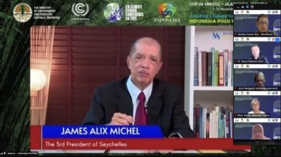 Former President Michel Shares Seychelles’ Blue Economy experience to audiences at Indonesia’s COP26 event